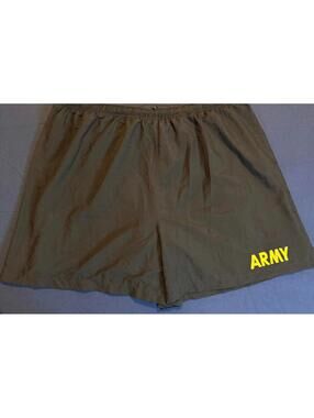 Army Green Athletic Shorts with Yellow 'ARMY' Print XXL